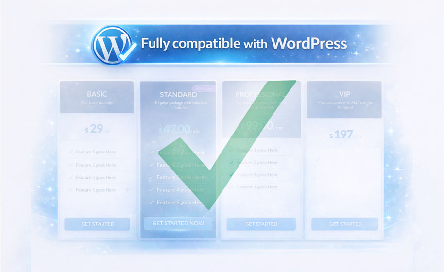 NEW Home Page 6 buy now pricing tables that are fully compatible with WordPress